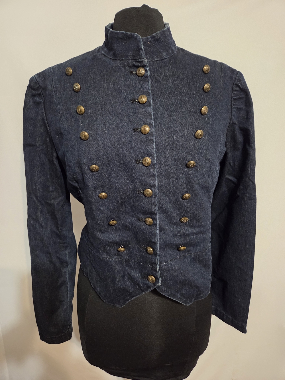 Ralph Lauren Double-Breasted Navy Denim Military-Style Jacket